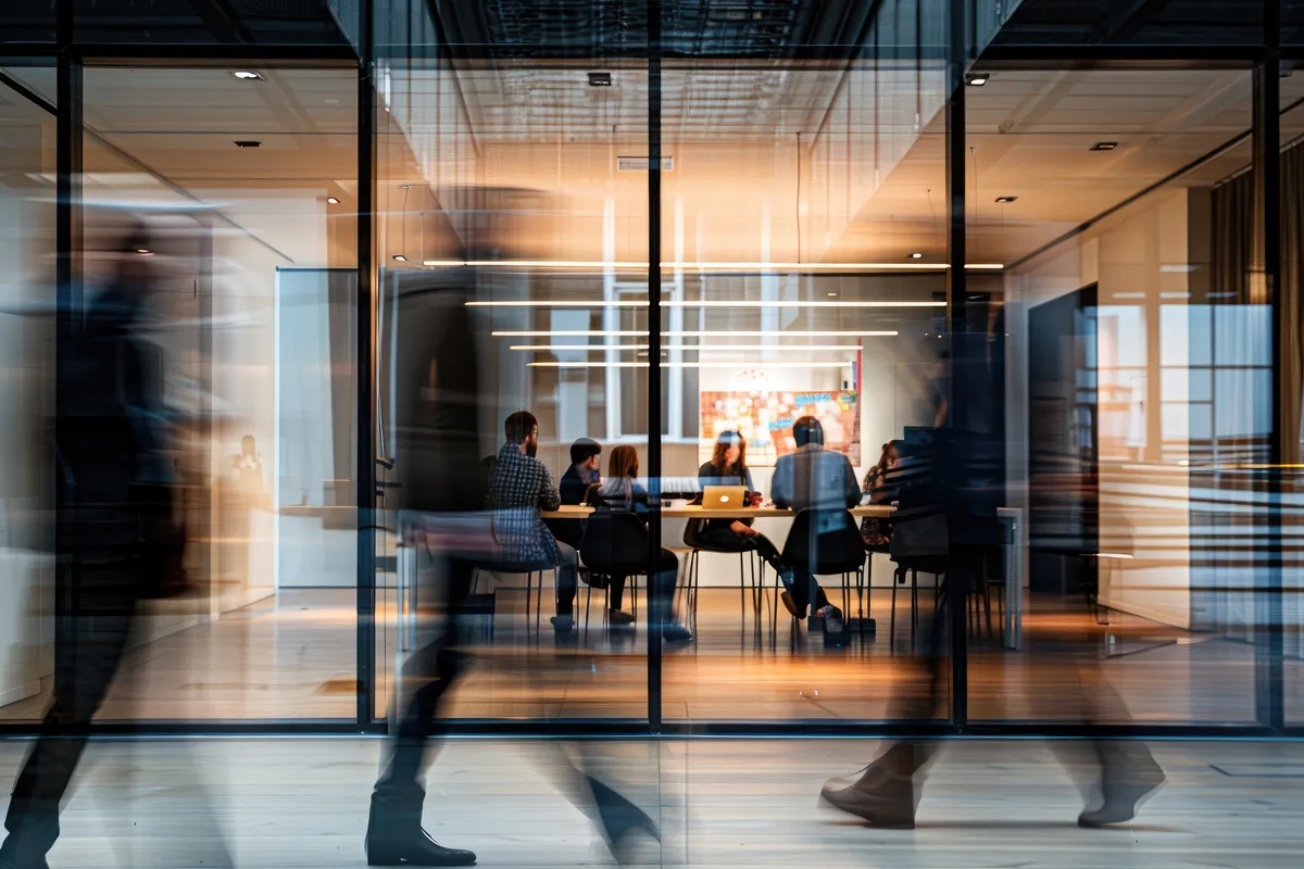 Modern marketing team collaborating in conference room